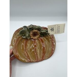Kaldun &‎ Bogle Decorative Ceramic Pumpkin Fall Thanksgiving Dish NEW